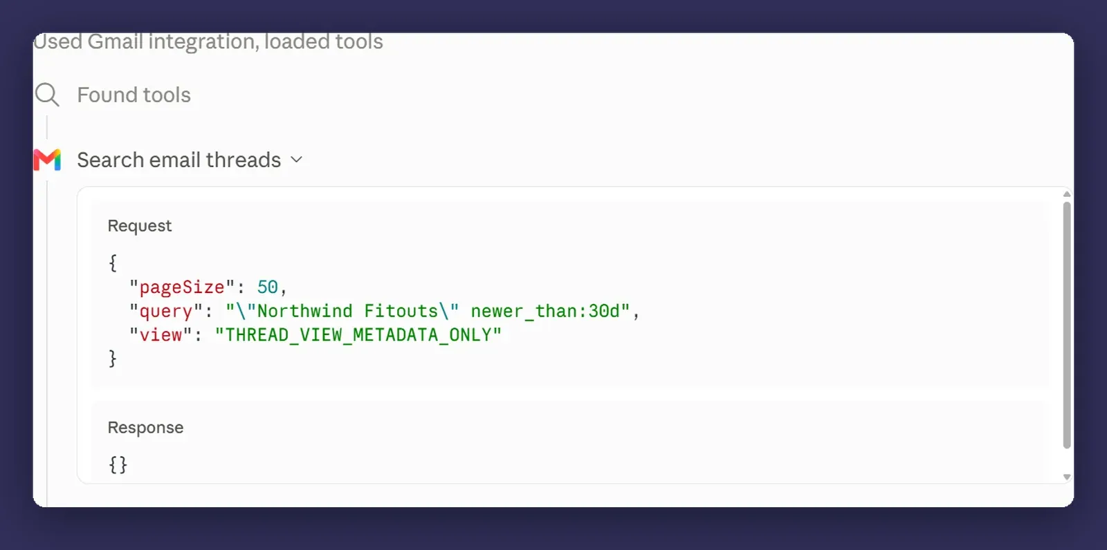 A Cowork task using a connector, with the tool call visible in the activity panel
